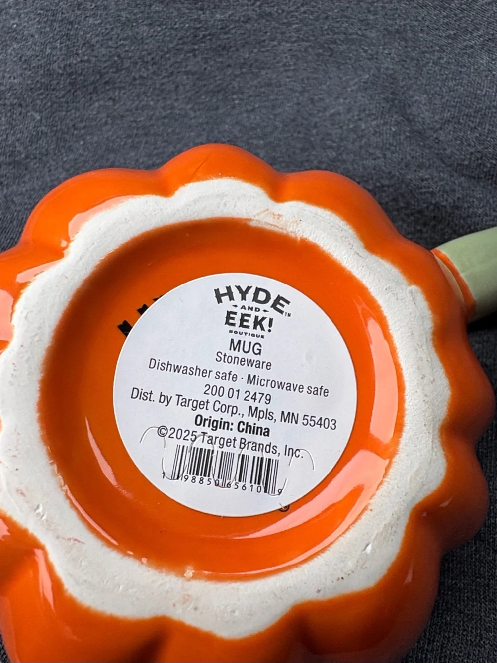 Festive Orange Pumpkin Ceramic Jack-O'-Lantern Mug with green Handle
